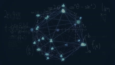 animación del procesamiento de datos matemáticos en todo el mundo con conexiones