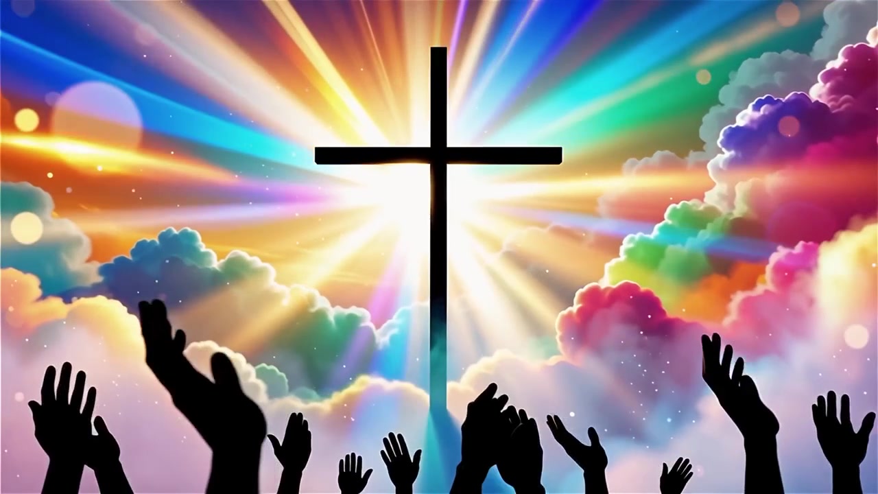 Cruz Cristã Luz Celestial Fundo de Adoração