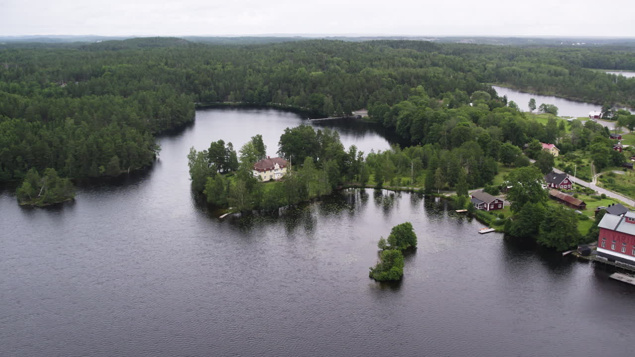 Flying Towards Upperud Mansion, Asensbruk, Dalsland, Sweden