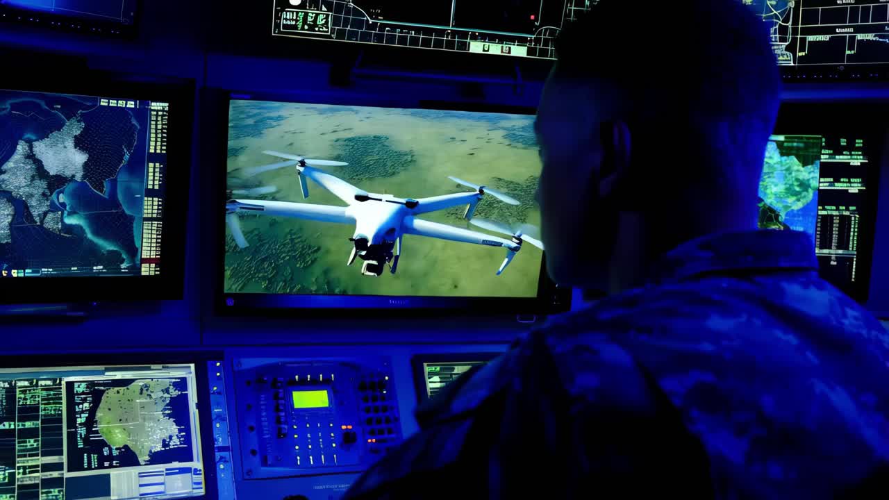 vigilancia de la sala de control de drones