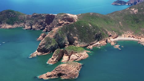 drone fly over hong kong geographical park in sai kung