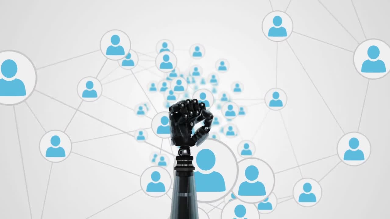 Robot arm with profiles icons