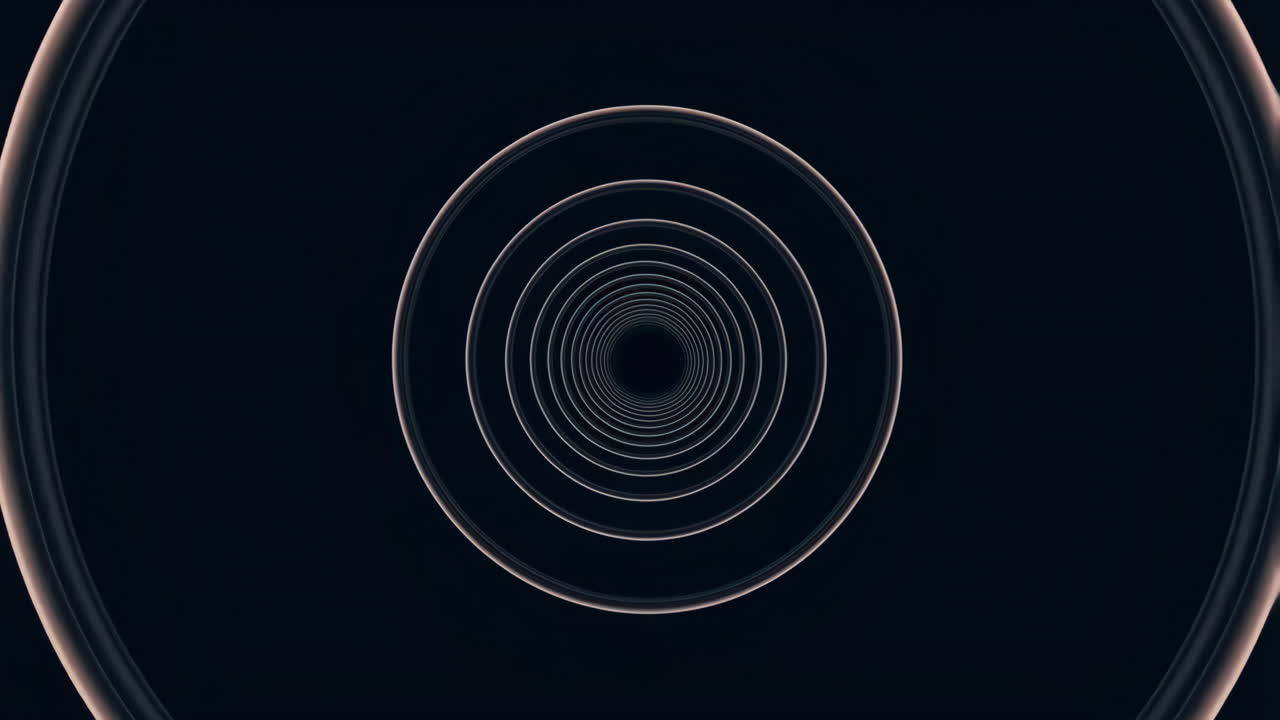 Abstract Tunnel of Moving Concentric Circles on Dark Background
