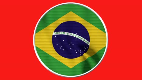 bucle circular de la bandera de brasil - bandera realista de 4k ondeando en el viento