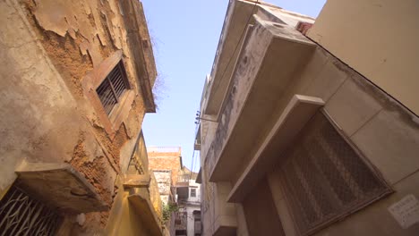 Downward-Panning-Shot-of-Varanasi-Street