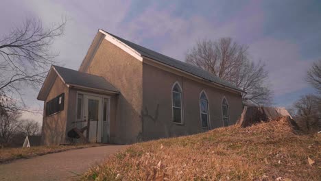 catholic church in small midwest town in american countryside, falls city, nebraska usa