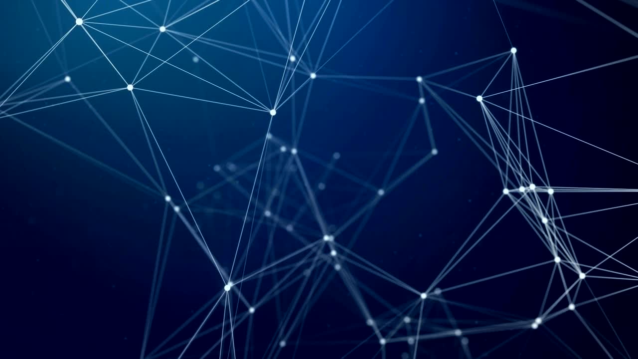 Blue Abstract Moving digital medical science plexus chain with glowing impulses research. For visuals, biology, biotechnology, chemistry, science, Medicine, cosmetics. Seamless Loop Animation