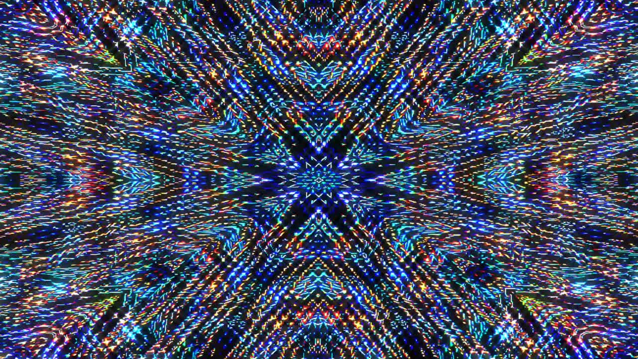 abstract lines colorful light shining round shape in center, black background