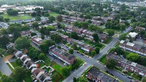 row homes and urban residence life- aerial footage