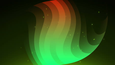 animation of orange and green waves over black background with sparkles