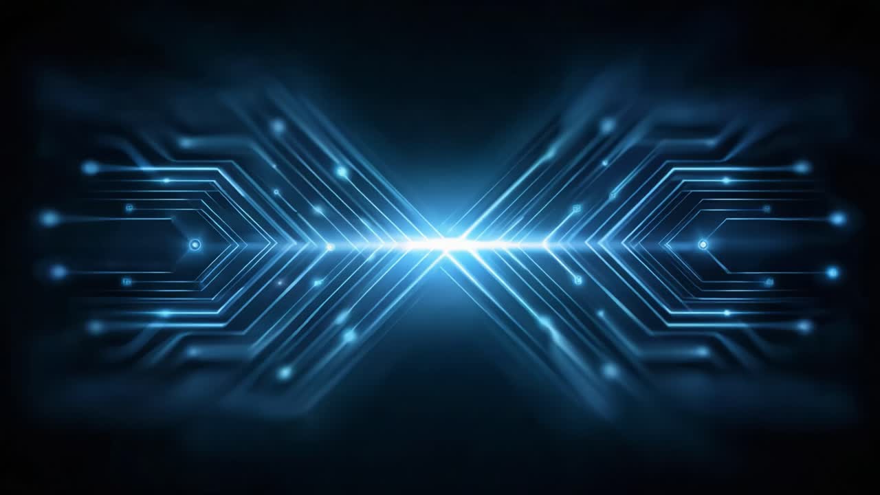 Futuristic Technology Background with Glowing Circuit Patterns Representing Data Transfer and Connectivity in a Digital Realm