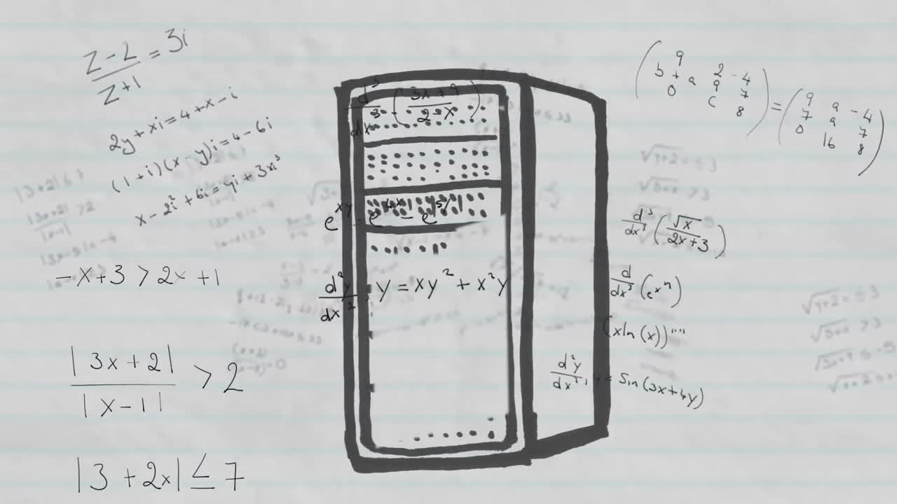 servidor de computadora contra ecuaciones matemáticas en papel con líneas blancas