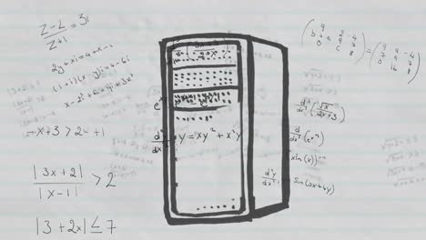 computer server against mathematical equations on white lined paper