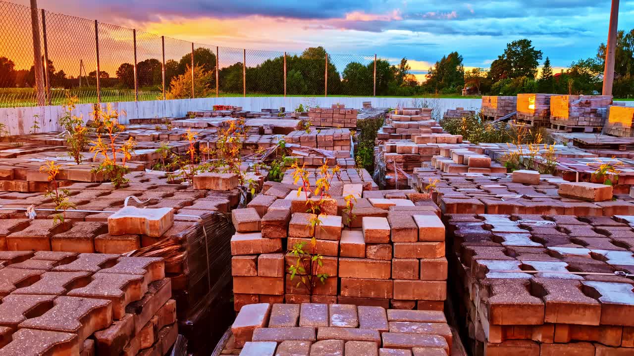 Stacks of Bricks at Sunset