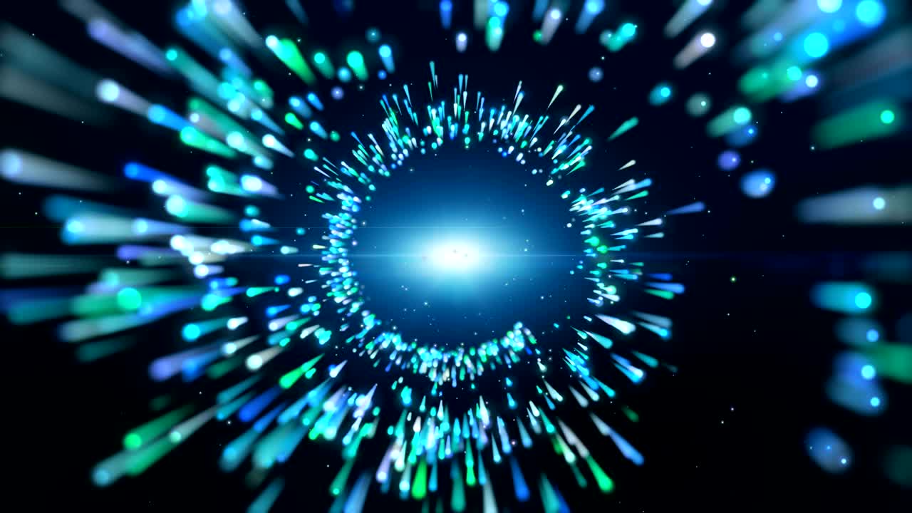 Motion background, Blue green purple Helix shape particle, Trails of Light.