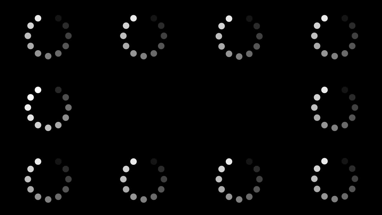 animación 4k - carga icono de círculo blanco en fondo negro. espacio en el centro para su logotipo y texto. fondo gráfico de movimiento y animación.