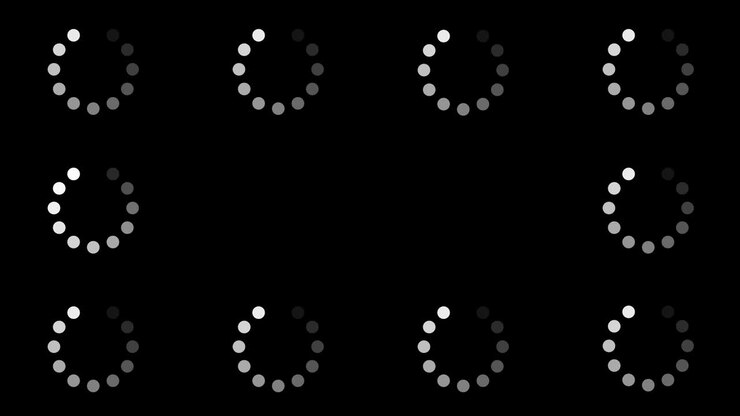 Animazione 4K - icona di caricamento a cerchio bianco su sfondo nero. Spazio centrale per il tuo logo e testo. Sfondo per grafica in movimento e animazione.