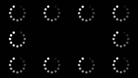 animación 4k - carga icono de círculo blanco en fondo negro. espacio en el centro para su logotipo y texto. fondo gráfico de movimiento y animación.