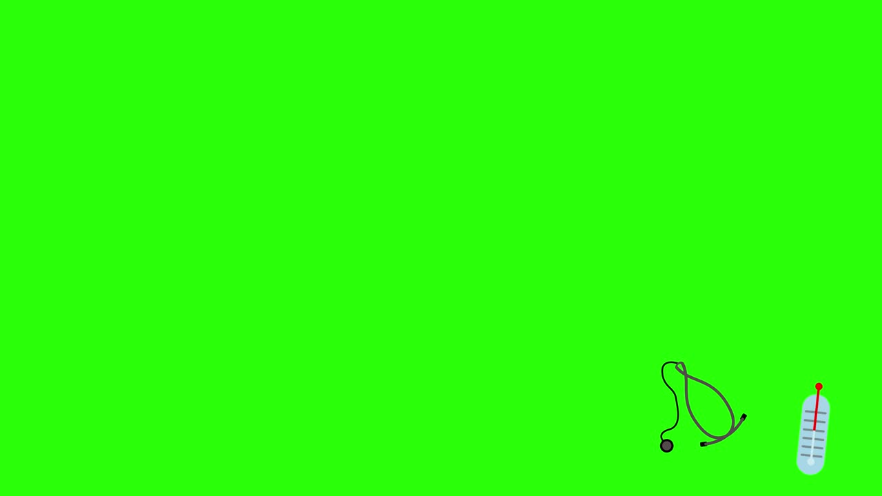 녹색 화면에서 의료 도구 세트 애니메이션 크로마 키, 그래픽 소스 요소