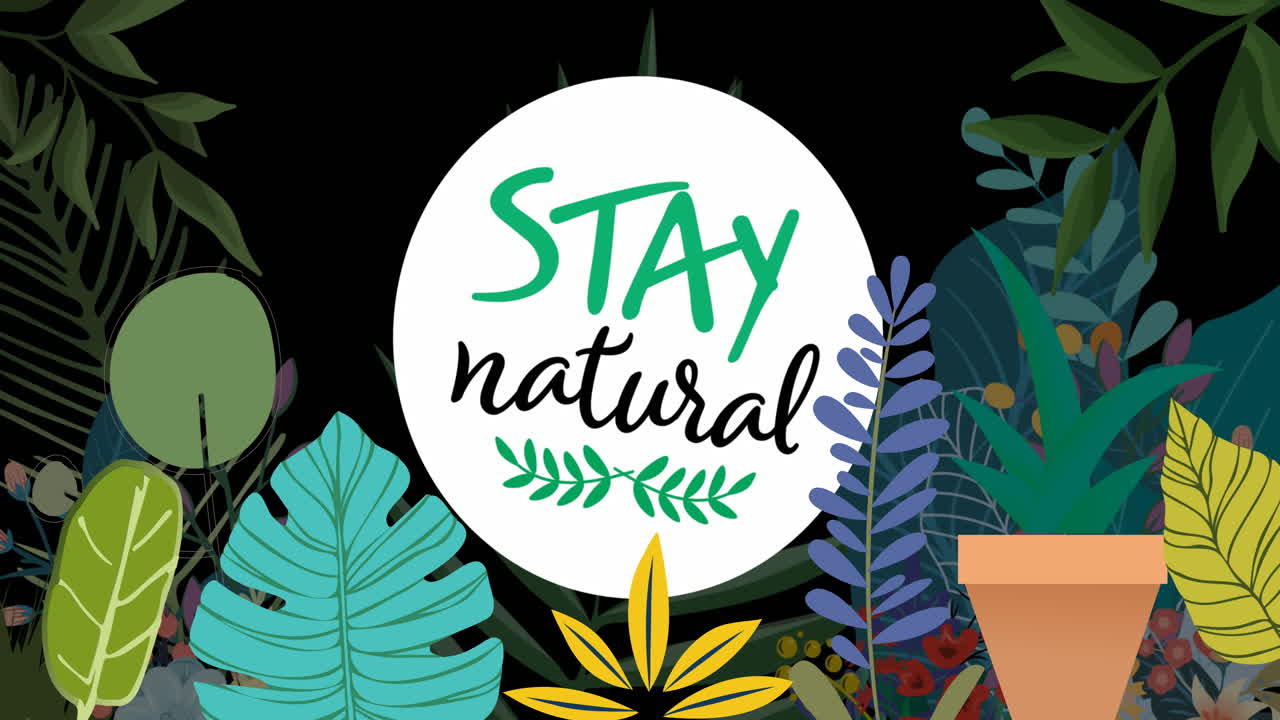 animación de la estancia natural en círculo sobre las plantas sobre fondo negro