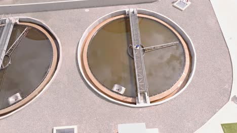 wastewater treatment plant with several pond in sunlight