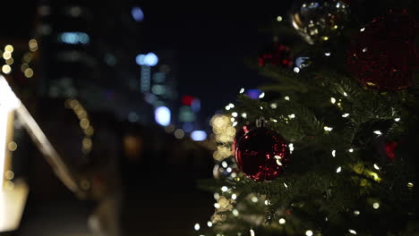 christmas tree with sparkling lights at gwanghwamun square market in seoul, south korea