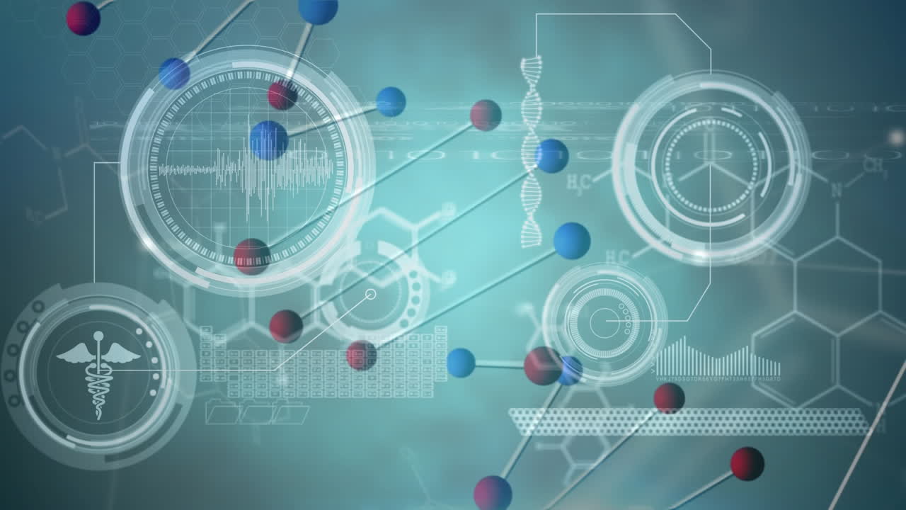 회색 배경에서 데이터 처리에 대한 dna 스트랜드의 애니메이션