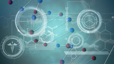 animación de la cadena de adn sobre el procesamiento de datos en fondo gris