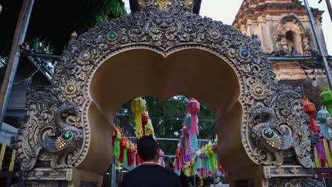 archway with lanterns at a thai temple