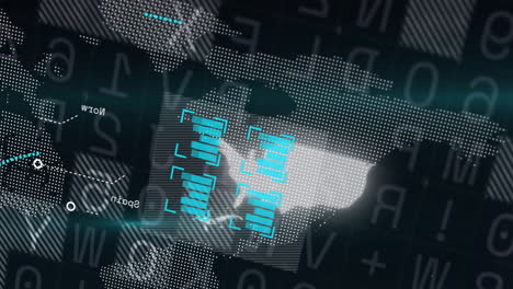 animación del gráfico financiero sobre el procesamiento de datos en fondo oscuro