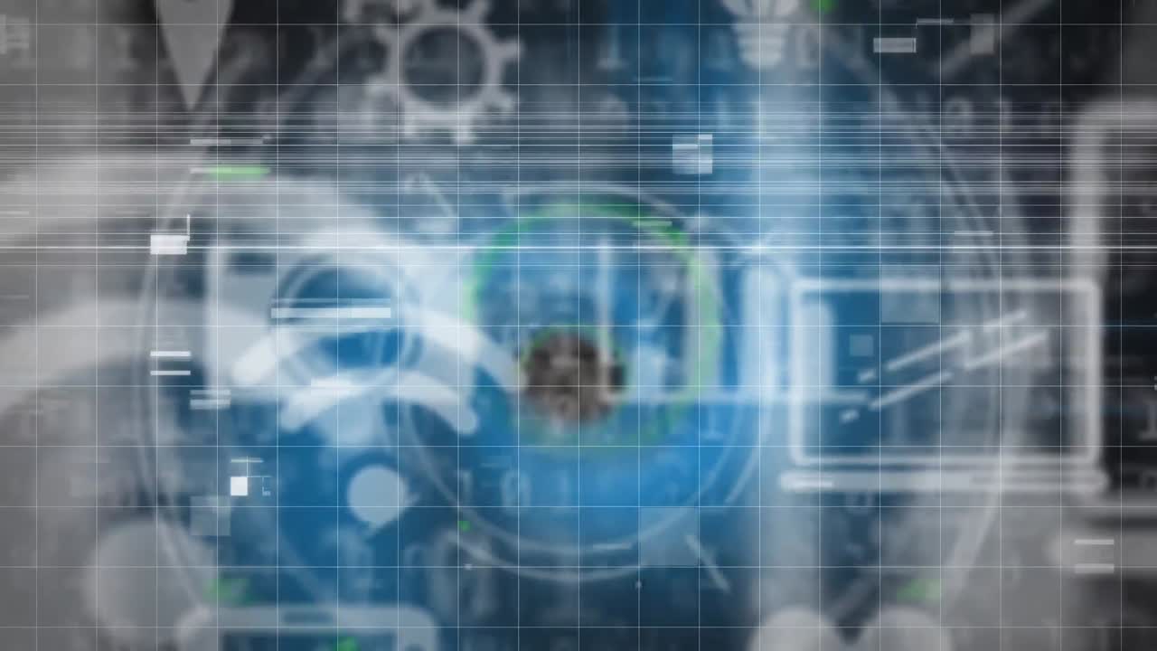 파란색 배경에 있는 회색 네트워크의 애니메이션