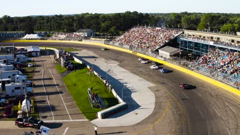 drone footage of cars on race track