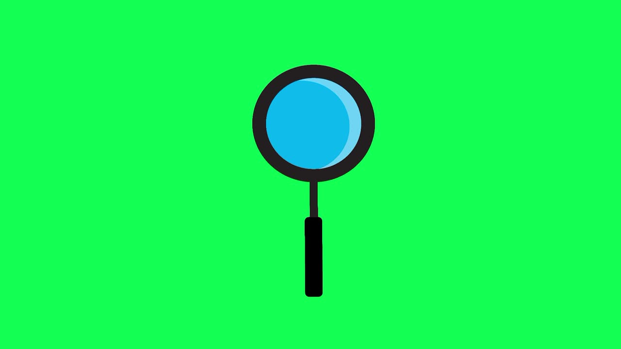 ilustración de video de una lupa en movimiento flotando, sobre un fondo verde bueno para buscar algo ilustración, 4k 60 fps