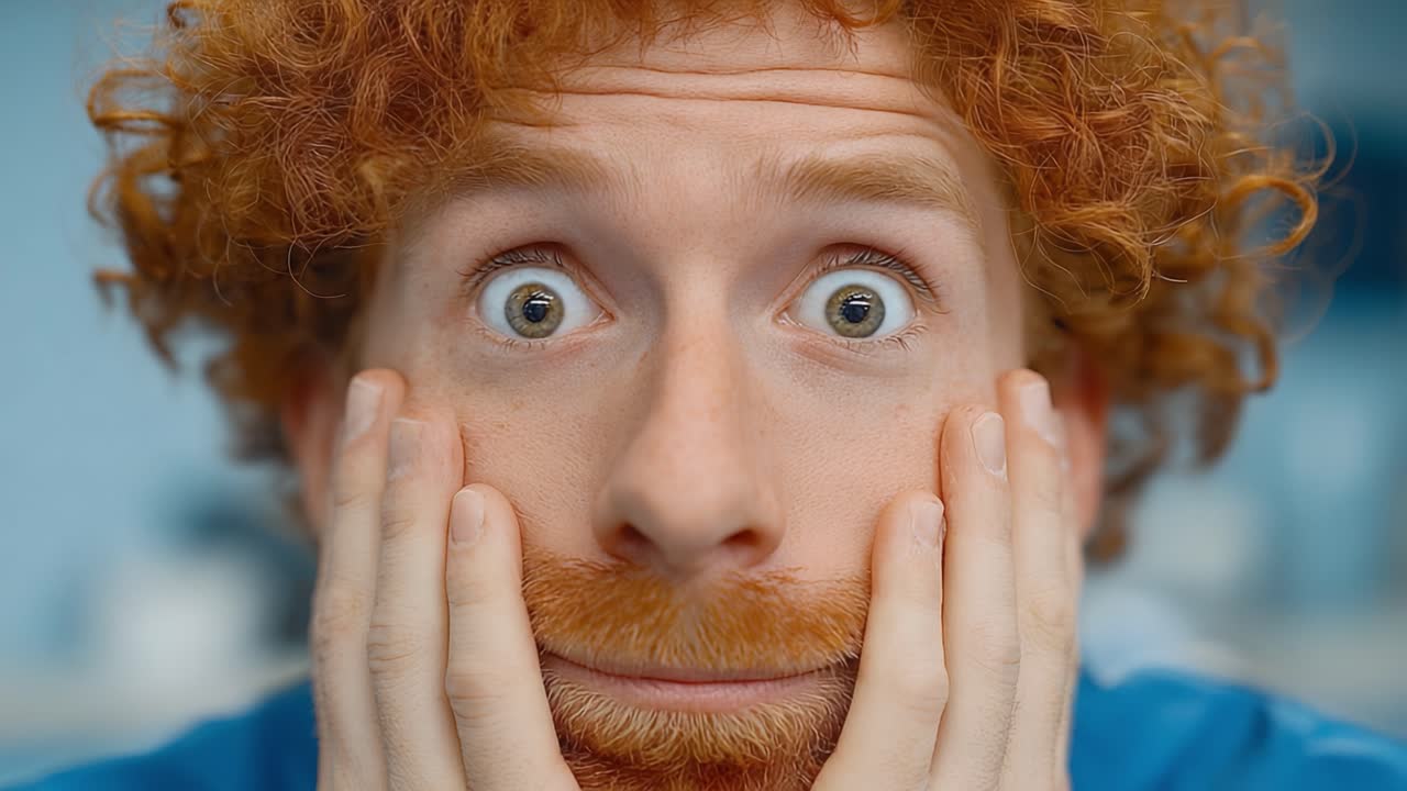 Astonished Expressions: Capturing the Moment of Surprise and Wonder in a Young Man's Faces of Emotions and Reactions Across Two Framing Shots