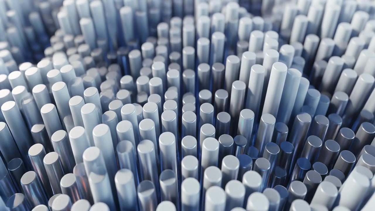 Abstract 3D Animation of Moving Metallic Cylinders