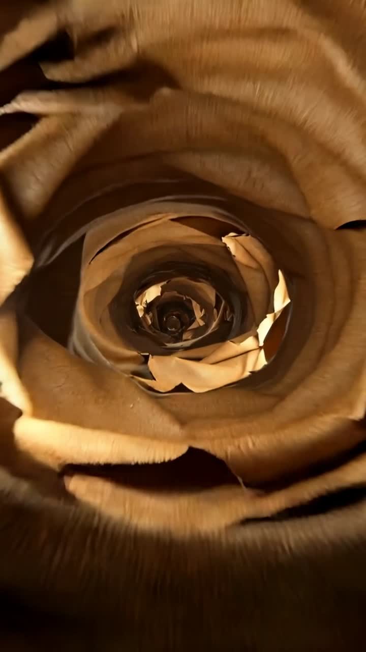 Muovendosi attraverso un tunnel a spirale astratto marrone e texturizzato