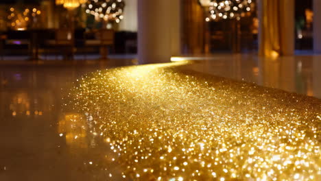 golden glitter floor with festive ambiance