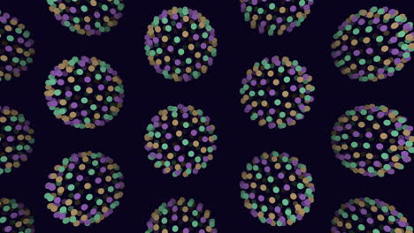 Illusion-neon-spheres-pattern-in-rows-with-neon-dots-on-dark-gradient