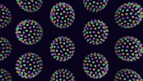 ilusión de esferas de neón patrón en filas con puntos de neón en el gradiente oscuro