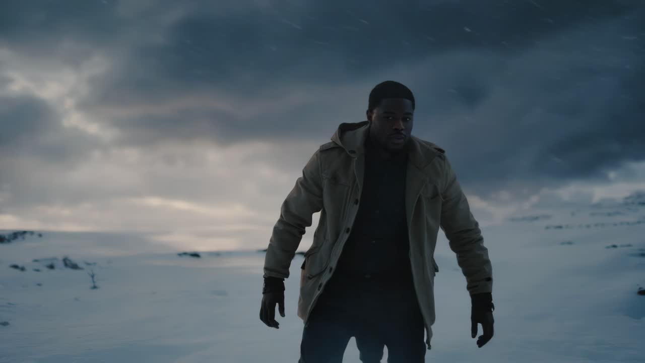 Man standing in snowy landscape
