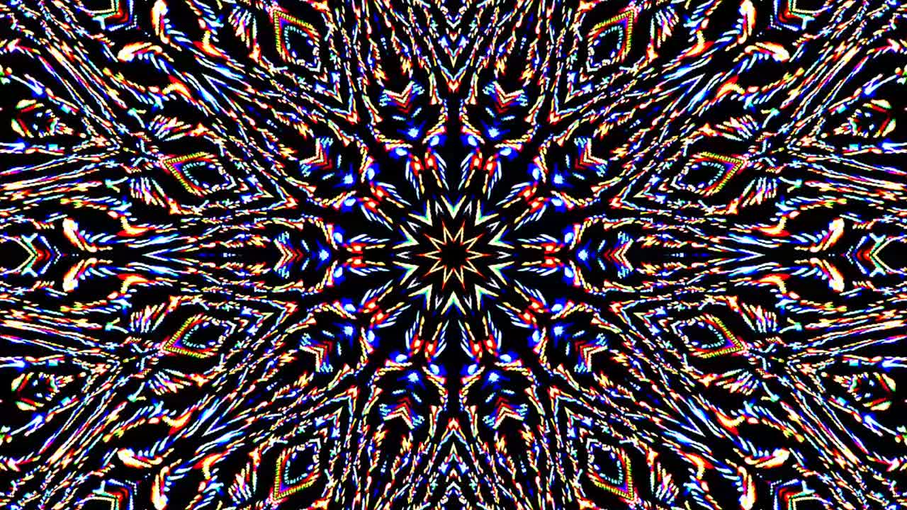 abstract lines colorful light shining round shape in center, black background