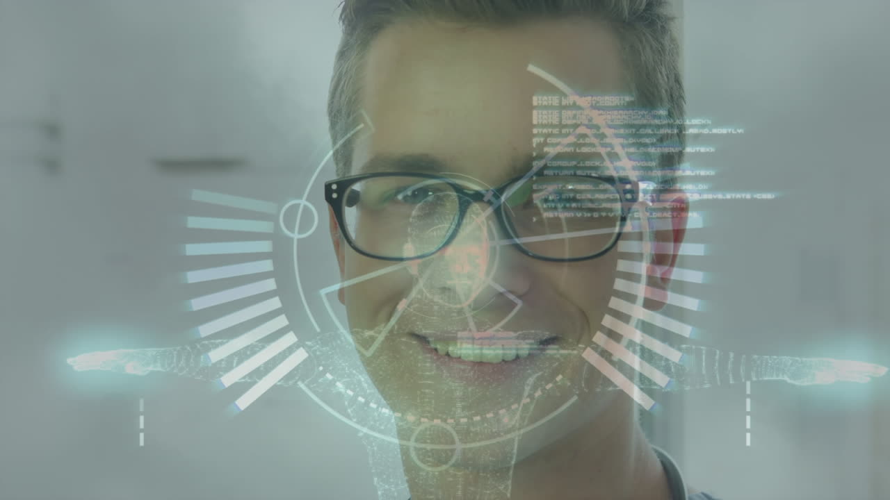 animación del procesamiento de datos sobre los hombres