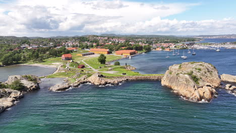 picturesque tourist attraction at the shore near staversodden lighthouse in stavern, norway