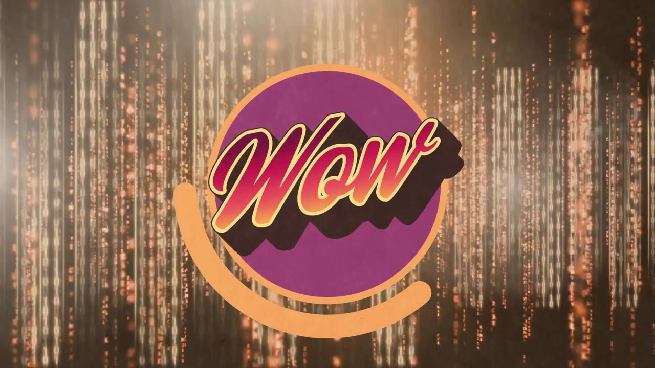 Animated Retro 'Wow' Text Logo on Glowing Digital Background
