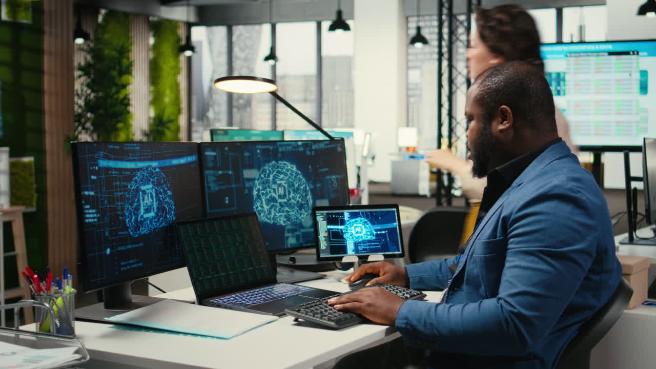 Vertical Video Professional advisor reviewing KPI reports with artificial intelligence tools