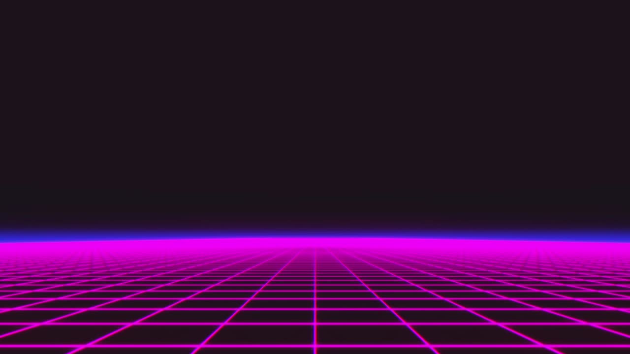 Synthwave wireframe net 1980s Retro Futurism Background 3d illustration render seamless loop