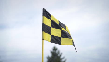 bandera ondeando al viento en un campo de golf