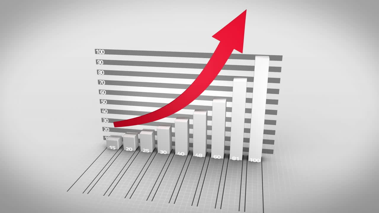 Digital animation of statistical data processing against grey background