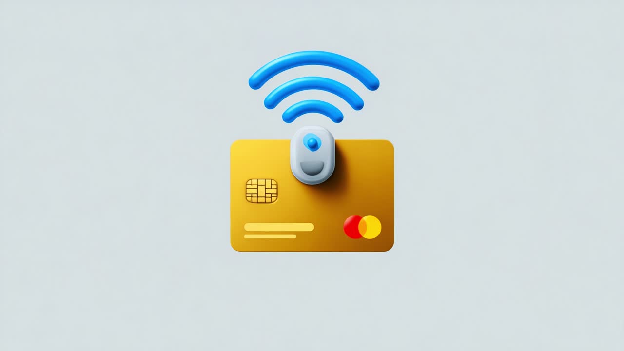 A Modern Contactless Payment Card Design Featuring Wireless Technology and Visual Indicators to Facilitate Secure Transactions for Consumers and Merchants in Today's Digital Age