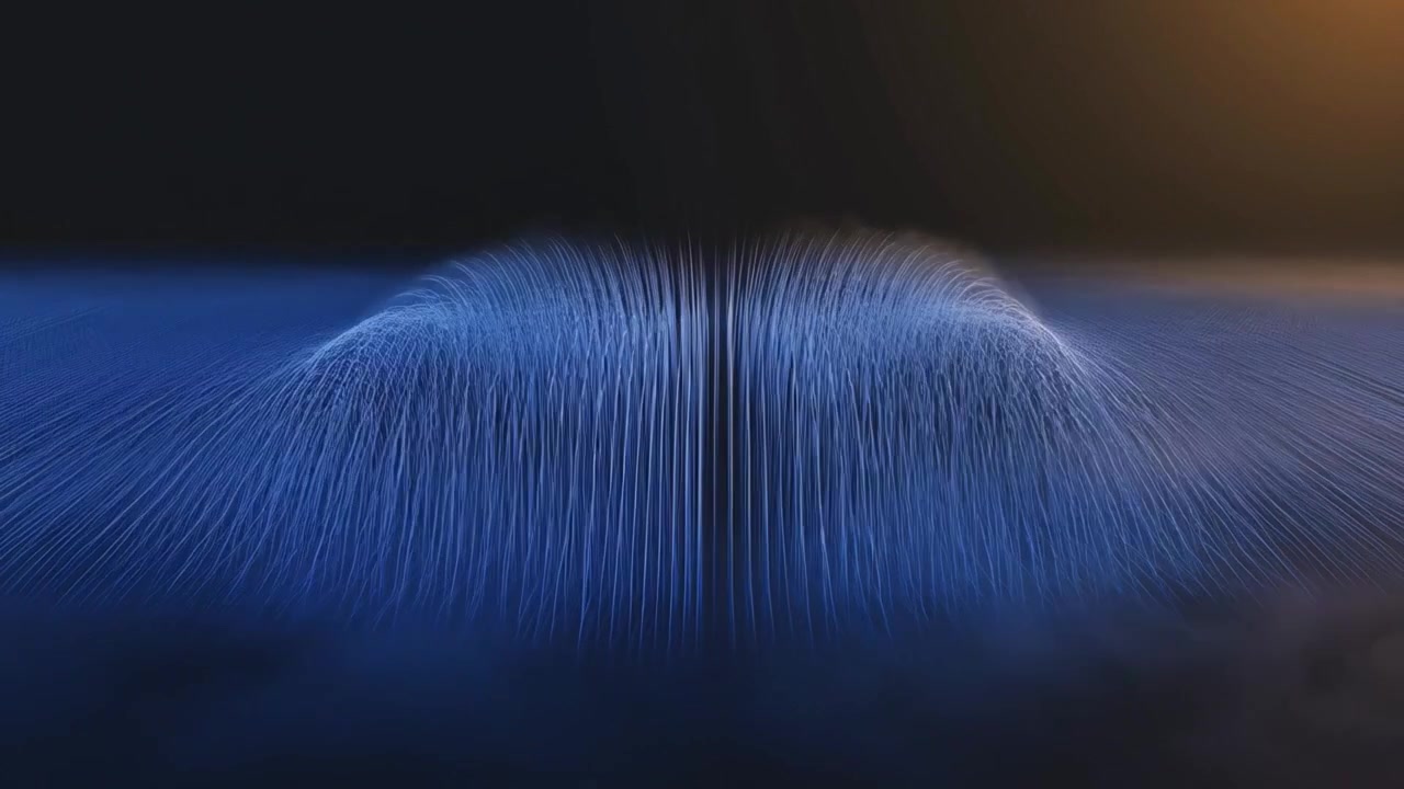 Abstract Digital Waveform Animation with Glowing Blue Particles